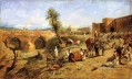 Llegada de una caravana a las afueras de la ciudad de Marruecos del árabe Edwin Lord Weeks